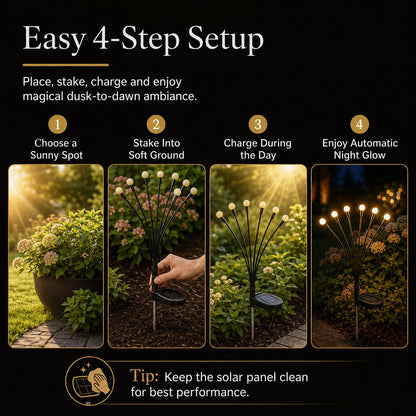 Outdoor Solar Firefly Lights, 4/8 Pack Waterproof Garden Stake Lights with Auto Dusk-to-Dawn Glow