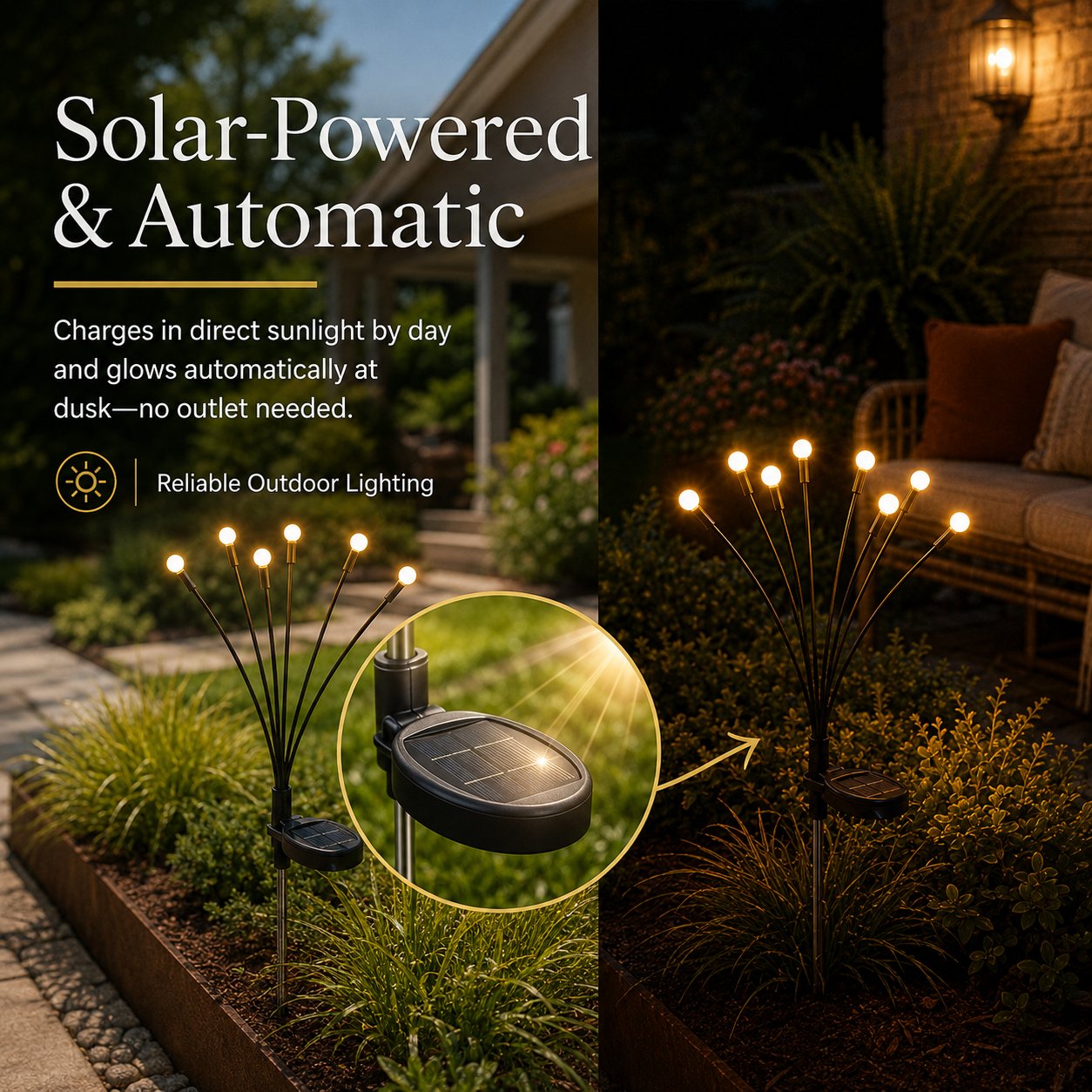 Outdoor Solar Firefly Lights, 4/8 Pack Waterproof Garden Stake Lights with Auto Dusk-to-Dawn Glow
