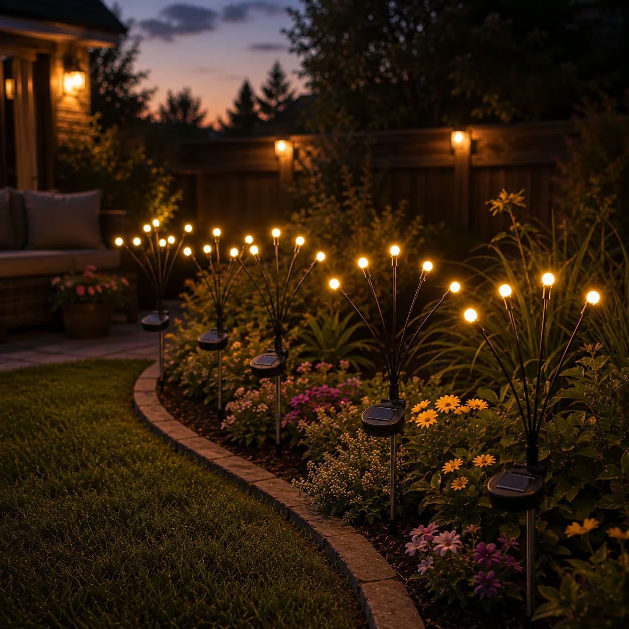 Outdoor Solar Firefly Lights, 4/8 Pack Waterproof Garden Stake Lights with Auto Dusk-to-Dawn Glow