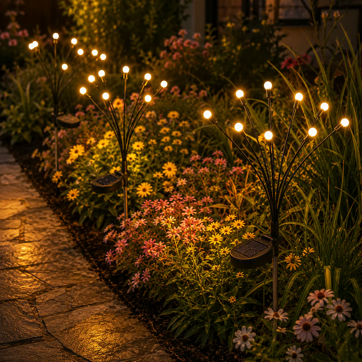 Outdoor Solar Firefly Lights, 4/8 Pack Waterproof Garden Stake Lights with Auto Dusk-to-Dawn Glow