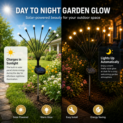 Outdoor Solar Firefly Lights, 4/8 Pack Waterproof Garden Stake Lights with Auto Dusk-to-Dawn Glow
